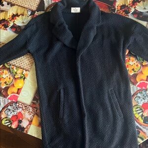 Marine Layer Navy Textured Teddy Jacket